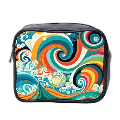 Waves Ocean Sea Abstract Whimsical Mini Toiletries Bag (Two Sides) from ZippyPress Front