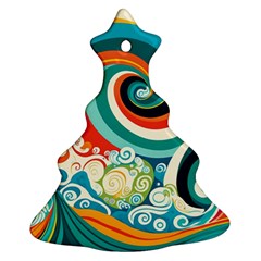 Waves Ocean Sea Abstract Whimsical Christmas Tree Ornament (Two Sides) from ZippyPress Front