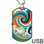 Waves Ocean Sea Abstract Whimsical Dog Tag USB Flash (Two Sides)