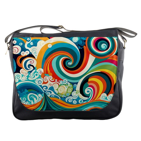 Waves Ocean Sea Abstract Whimsical Messenger Bag from ZippyPress Front