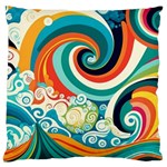 Waves Ocean Sea Abstract Whimsical Large Cushion Case (One Side)
