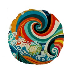 Waves Ocean Sea Abstract Whimsical Standard 15  Premium Round Cushions from ZippyPress Front