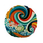 Waves Ocean Sea Abstract Whimsical Standard 15  Premium Round Cushions