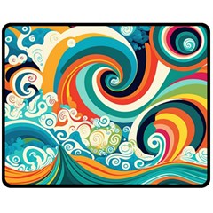 Waves Ocean Sea Abstract Whimsical Two Sides Fleece Blanket (Medium) from ZippyPress 58.8 x47.4  Blanket Front