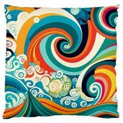 Waves Ocean Sea Abstract Whimsical Large Premium Plush Fleece Cushion Case (Two Sides) from ZippyPress Front