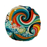 Waves Ocean Sea Abstract Whimsical Standard 15  Premium Flano Round Cushions