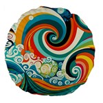 Waves Ocean Sea Abstract Whimsical Large 18  Premium Flano Round Cushions