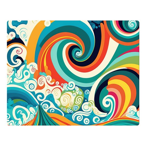 Waves Ocean Sea Abstract Whimsical Two Sides Premium Plush Fleece Blanket (Large) from ZippyPress 80 x60  Blanket Front