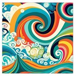 Waves Ocean Sea Abstract Whimsical Square Satin Scarf (36  x 36 )