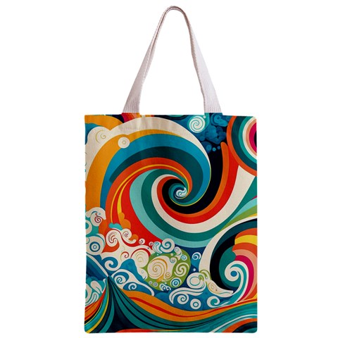 Waves Ocean Sea Abstract Whimsical Zipper Classic Tote Bag from ZippyPress Front