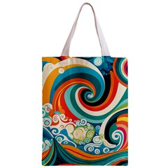 Waves Ocean Sea Abstract Whimsical Zipper Classic Tote Bag from ZippyPress Front