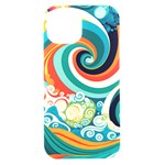 Waves Ocean Sea Abstract Whimsical iPhone 15 Black UV Print PC Hardshell Case