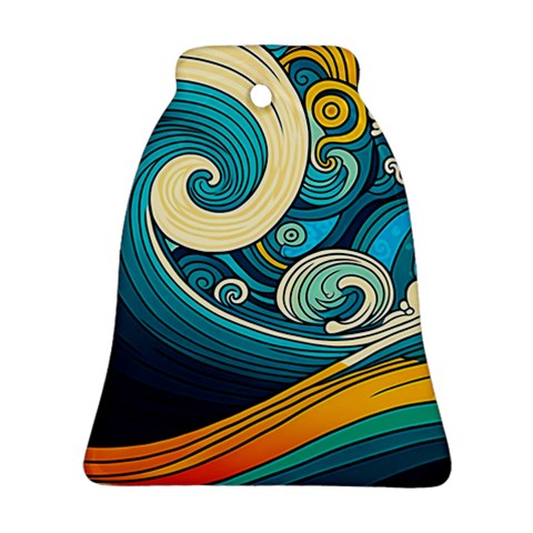Waves Ocean Sea Abstract Whimsical Art Bell Ornament (Two Sides) from ZippyPress Front