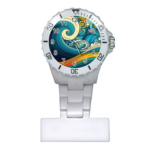 Waves Ocean Sea Abstract Whimsical Art Plastic Nurses Watch from ZippyPress Front