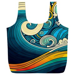 Waves Ocean Sea Abstract Whimsical Art Full Print Recycle Bag (XXXL) from ZippyPress Front