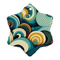 Wave Waves Ocean Sea Abstract Whimsical Snowflake Ornament (Two Sides) from ZippyPress Front