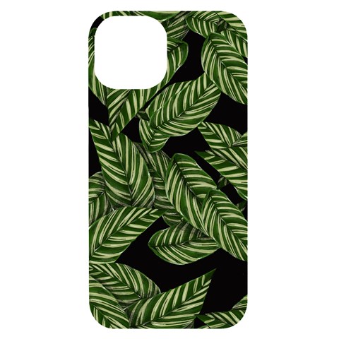 Background Pattern Leaves Texture iPhone 14 Black UV Print Case from ZippyPress Front
