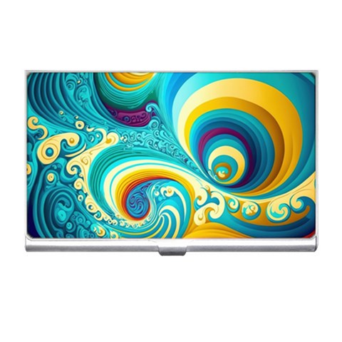 Abstract Waves Ocean Sea Whimsical Business Card Holder from ZippyPress Front