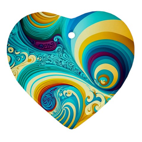Abstract Waves Ocean Sea Whimsical Heart Ornament (Two Sides) from ZippyPress Front