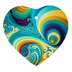 Abstract Waves Ocean Sea Whimsical Heart Ornament (Two Sides) from ZippyPress Back
