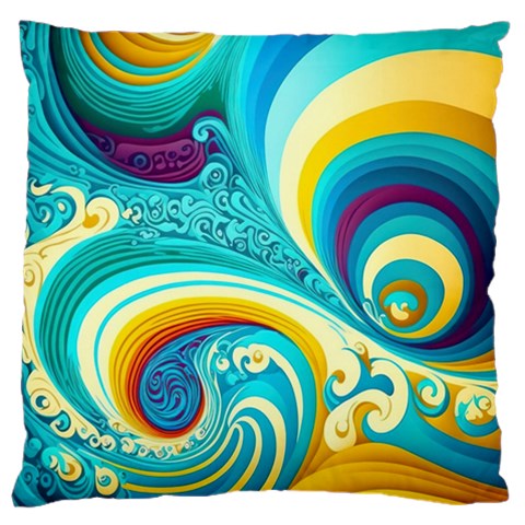 Abstract Waves Ocean Sea Whimsical Large Cushion Case (One Side) from ZippyPress Front