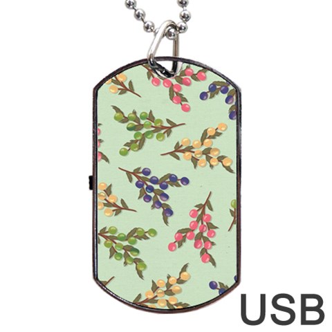 Berries Flowers Pattern Print Dog Tag USB Flash (One Side) from ZippyPress Front