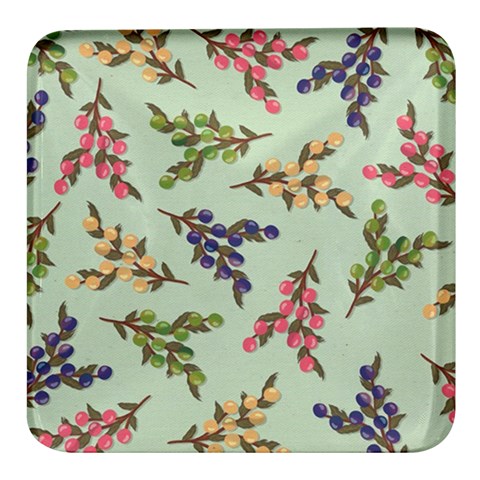 Berries Flowers Pattern Print Square Glass Fridge Magnet (4 pack) from ZippyPress Front