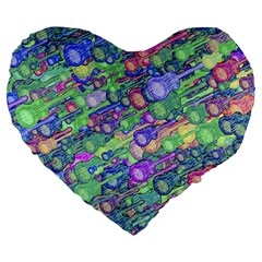 Sktechy Style Guitar Drawing Motif Colorful Random Pattern Wb Large 19  Premium Flano Heart Shape Cushions from ZippyPress Front
