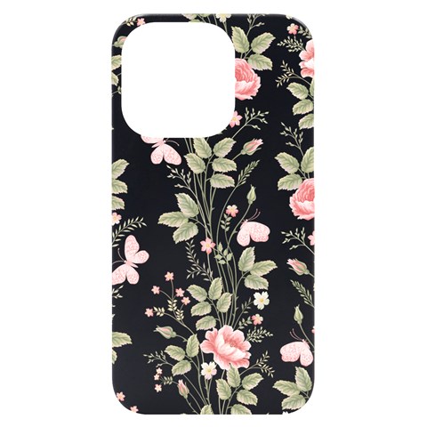 Flowers Roses Pattern Nature Bloom iPhone 14 Pro Black UV Print Case from ZippyPress Front