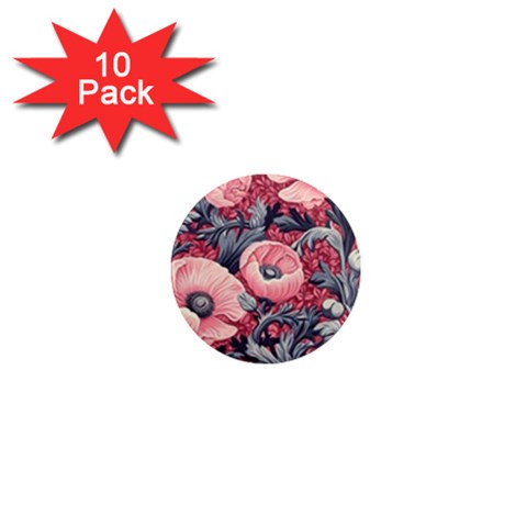 Vintage Floral Poppies 1  Mini Magnet (10 pack)  from ZippyPress Front