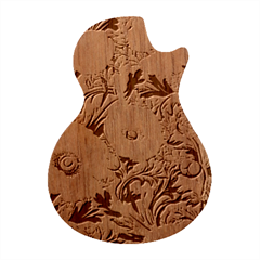 Vintage Floral Poppies Guitar Shape Wood Guitar Pick Holder Case And Picks Set from ZippyPress Front