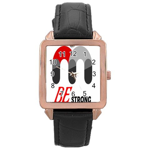 Be Strong  Rose Gold Leather Watch  from ZippyPress Front