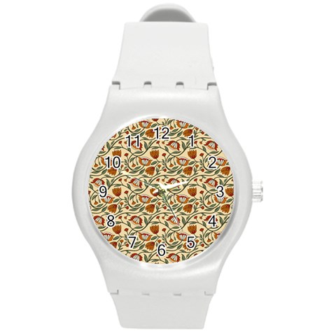 Floral Design Round Plastic Sport Watch (M) from ZippyPress Front