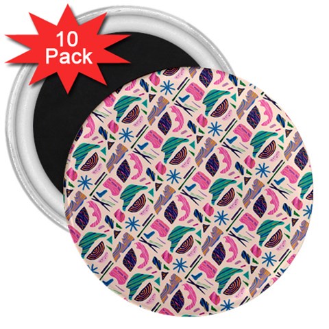 Multi Colour Pattern 3  Magnets (10 pack)  from ZippyPress Front