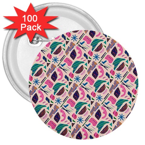 Multi Colour Pattern 3  Buttons (100 pack)  from ZippyPress Front