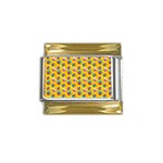 Heart Diamond Pattern Gold Trim Italian Charm (9mm)