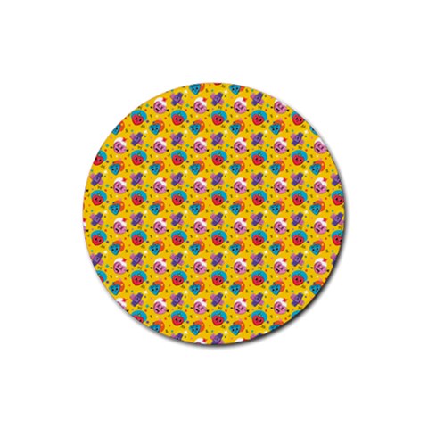 Heart Diamond Pattern Rubber Coaster (Round) from ZippyPress Front
