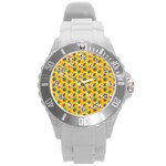 Heart Diamond Pattern Round Plastic Sport Watch (L)