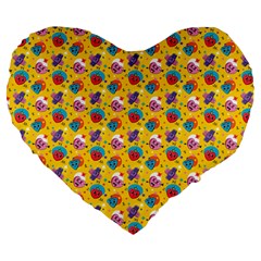 Heart Diamond Pattern Large 19  Premium Flano Heart Shape Cushions from ZippyPress Front