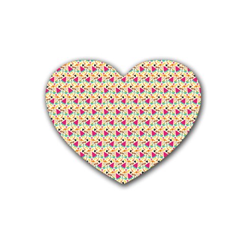 Summer Watermelon Pattern Rubber Heart Coaster (4 pack) from ZippyPress Front