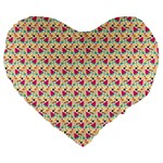 Summer Watermelon Pattern Large 19  Premium Flano Heart Shape Cushions