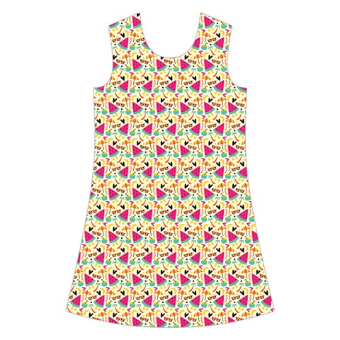 Summer Watermelon Pattern Kids  Short Sleeve Velvet Dress from ZippyPress Front