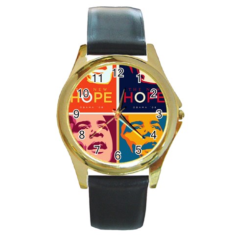 11 Round Gold Metal Watch from ZippyPress Front