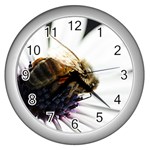 Bee on a Daisy Wall Clock (Silver)