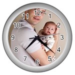 Father and Son Hug Wall Clock (Silver)
