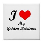 I Love My Golden Retriever Tile Coaster