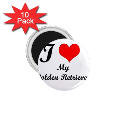 I Love My Golden Retriever 1.75  Magnet (10 pack)  from ZippyPress Front