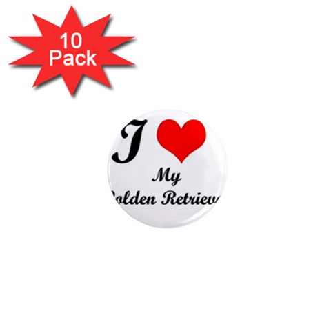I Love Golden Retriever 1  Mini Magnet (10 pack) from ZippyPress Front