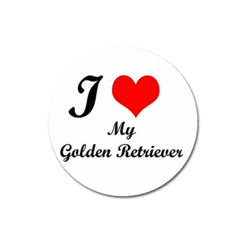 I Love Golden Retriever Magnet 3  (Round) from ZippyPress Front