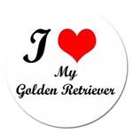 I Love Golden Retriever Magnet 5  (Round)